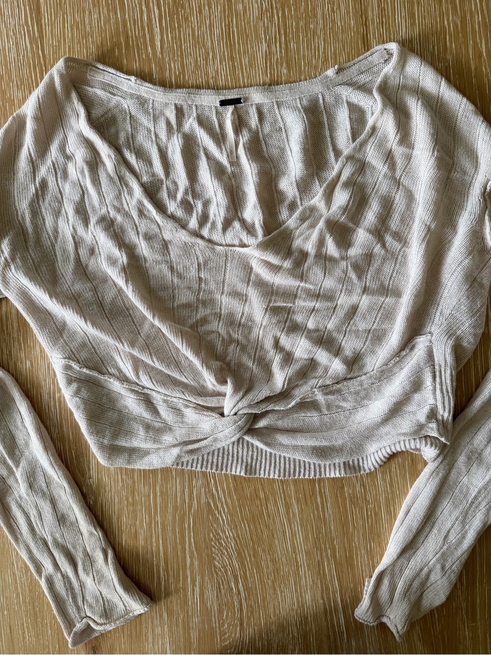 Free People Cream Twist-Front Crop Top